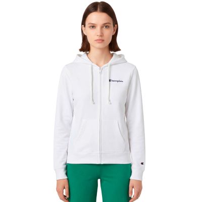 Bluza damska Champion Full Zip Hoodie Sweatshirt biała 118406 WW001