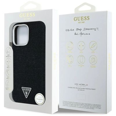 8. Etui Guess Denim Triangle Logo MagSafe na iPhone 16 Pro Max - czarne