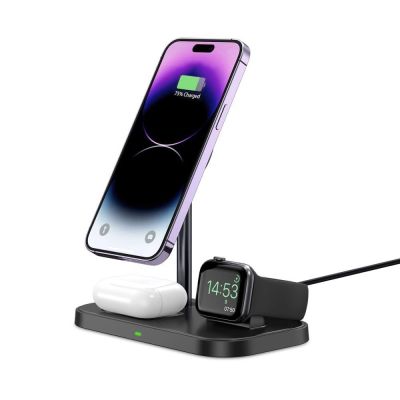 7. Ładowarka Tech-Protect QI15W-A22 indukcyjna MagSafe ze stojakiem 3w1 MagSafe na smartfon / Apple Watch / AirPods - czarna