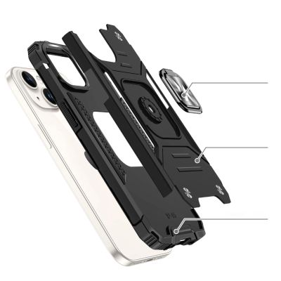3. Pancerne etui z uchwytem na palec do iPhone 15 Plus Wozinsky Ring Armor - czerwone