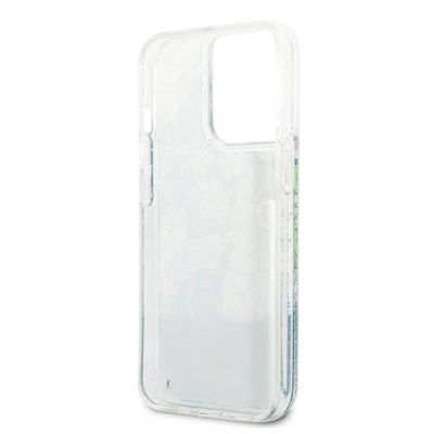 7. Etui Guess Flower Liquid Glitter na iPhone 13 Pro / iPhone 13 - zielone
