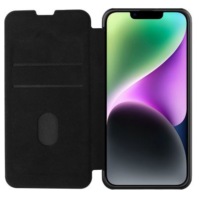 4. Nillkin Qin Leather Pro Case etui iPhone 14 Plus osłona na aparat kabura pokrowiec obudowa z klapką czarny