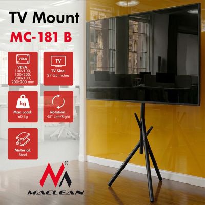 16. MACLEAN UCHWYT / STOJAK PODŁOGOWY DO TV, 27-55", MAX. VESA 200X200, MAX. 60KG MC-181 B