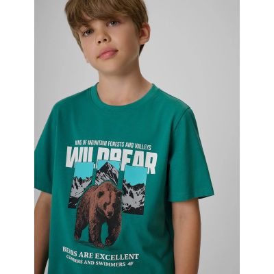 3. T-shirt regular z nadrukiem chłopięcy 4F 4FJKAW26TTSHM4456-46S