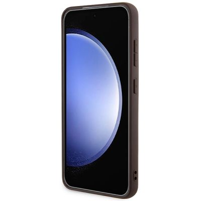 5. Etui Guess 4G Collection Leather Metal Logo MagSafe na Samsung Galaxy S24 - brązowe