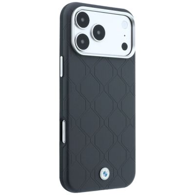 4. Etui BMW Sign Deboss Quilted Metal Logo MagSafe na iPhone 18 Pro Max / 17 Pro Max - ciemnoszare