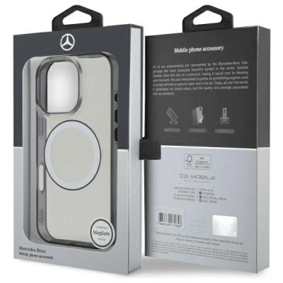 8. Etui Mercedes Printed logo MagSafe na iPhone 16 Pro - przezroczyste