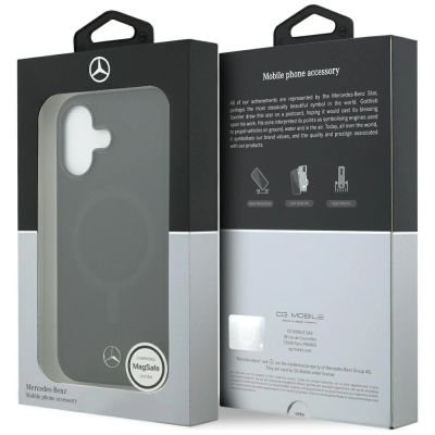 8. Etui Mercedes Plain Smooth Leather MagSafe do iPhone 17 - czarne