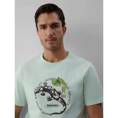 3. T-shirt regular z nadrukiem męski 4F 4FKAW26TTSHM4474-47S