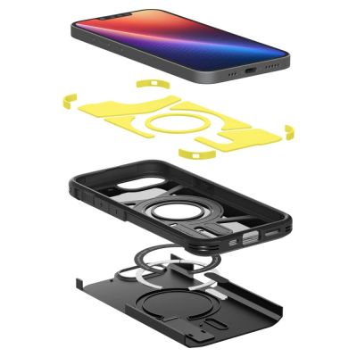 9. Etui Spigen Tough Armor z MagSafe na iPhone 16e / 17e z podstawką - czarne