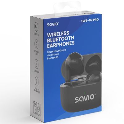 8. SAVIO SŁUCHAWKI BEZPRZEWODOWE BLUETOOTH TWS-02 PRO