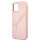 6. Etui Guess Saffiano Vintage Script na iPhone 12 Pro Max - różowe