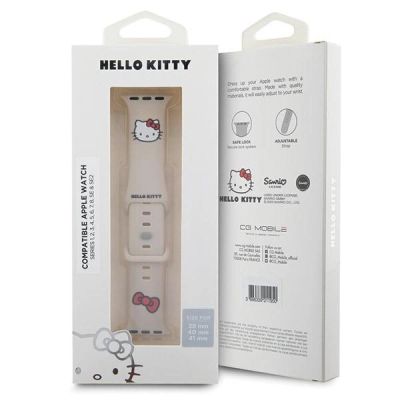 5. Pasek Hello Kitty Silicone Kitty Head na Apple Watch 38/40/41mm - beżowy