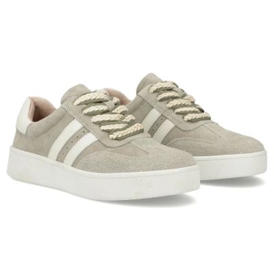 5. Skórzane półbuty sneakersy damskie na platformie khaki Filippo DP7512