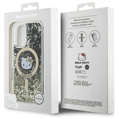 8. Etui Hello Kitty Liquid Glitter Fever MagSafe na iPhone 16 - złote