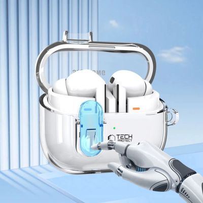 3. Etui Tech-Protect FlexAir z karabińczykiem na Samsung Galaxy Buds 3 / 3 Pro - przezroczyste