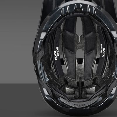 8. Kask rowerowy Rockbros LK-99 na rower górski z regulowanym daszkiem i zapięciem magnetycznym 58-62 cm - czarny
