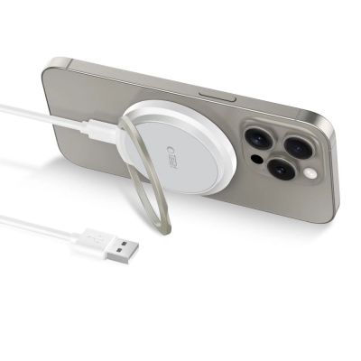 2. Ładowarka Tech-Protect QI15W-A33 indukcyjna z MagSafe i podstawką z kablem USB-A / USB-C - biała