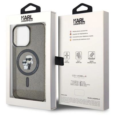 8. Etui Karl Lagerfeld Karl&Choupette Glitter MagSafe na iPhone 15 Pro Max - czarne