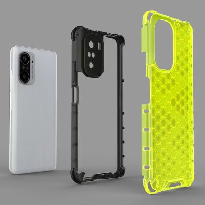 5. Honeycomb etui pancerny pokrowiec z żelową ramką Xiaomi Redmi K40 Pro+ / K40 Pro / K40 / Poco F3 zielony