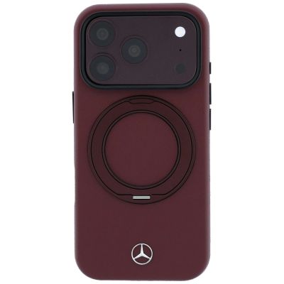 3. Etui Mercedes Leather with Ring Stand MagSafe na iPhone 18 Pro Max / 17 Pro Max - burgundowe