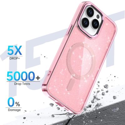 6. Etui Glitter Case MagSafe na iPhone 16 Pro Max - różowe z brokatem