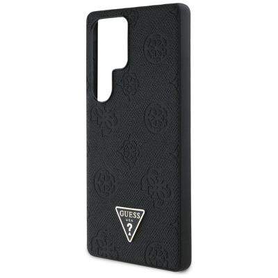 6. Etui Guess Grained Hot Stamp Peony  Pattern Triangle Logo MagSafe do Samsung Galaxy S25 Ultra czarny