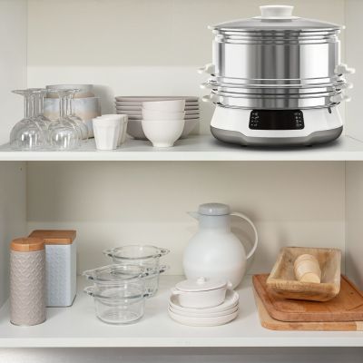 15. Tefal Convenient Series Deluxe VC502D szybkowar parowy 3 kosze, Blat 900 W Stal nierdzewna, Biały