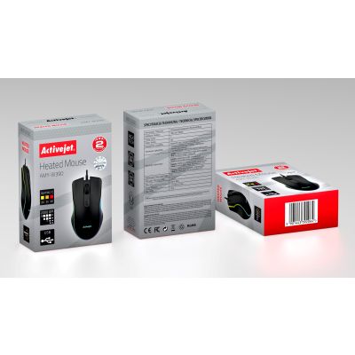 12. Podgrzewana mysz przewodowa Activejet USB AMY-W390; 30°C / 35°C / 40°C