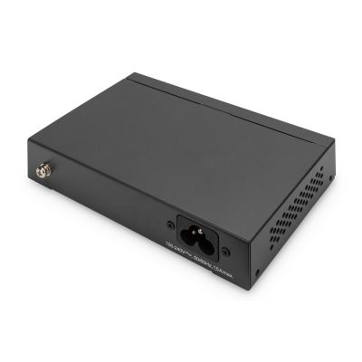 6. Digitus Przełącznik Gigabit Ethernet PoE, 4 porty PoE + 1 port uplink, dostępna moc zasilania PoE: 60 W