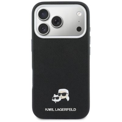 3. Etui Karl Lagerfeld Karl & Choupette Head Pins Saffiano MagSafe na iPhone 17 Pro Max - czarne