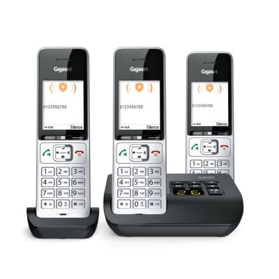 11. Telefon bezprzewodowy Gigaset 500A Comfort Trio - Automatyczna sekretarka - ECO DECT\GAP\CAT-iq - Srebrny + 2 dodatkowe słuchawki