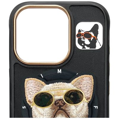 7. Etui Nimmy Glasses Cool Dog MagSafe do iPhone 16 Pro - czarny