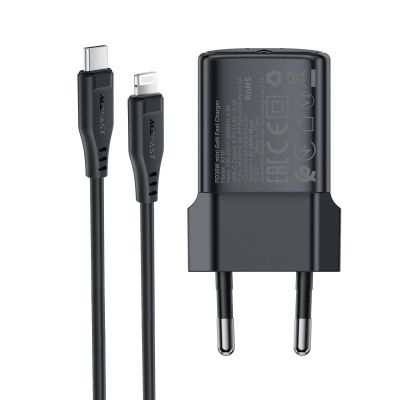 16. Ładowarka sieciowa Acefast A118 30W GaN USB-C z kablem USB-C do Lightning 1.2m - czarna