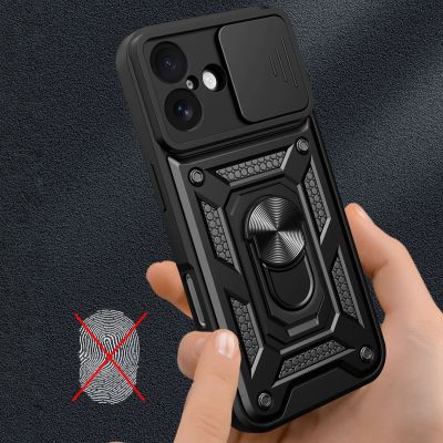 5. Etui Hybrid Armor Camshield na iPhone 17 pancerne z podstawką i osłoną aparatu - czarne
