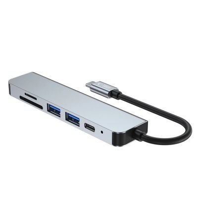 5. HUB Tech-Protect V4 6w1 USB-C - USB-A 3.0 / USB-A 2.0 / USB-C / HDMI / czytnik kart micro SD / TF / SD - szary
