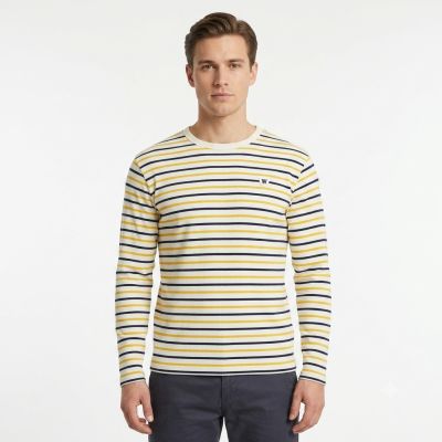 3. Bluza męska Longsleeve Wood Wood Mel stripe Off -10235404-2323