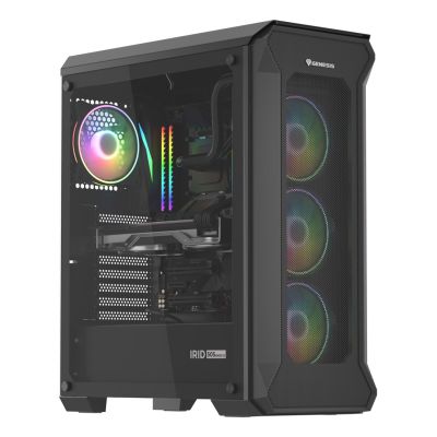 15. Obudowa NATEC Genesis Irid 505 ARGB NPC-1518 (ATX. Micro ATX. Mini ITX; kolor czarny)