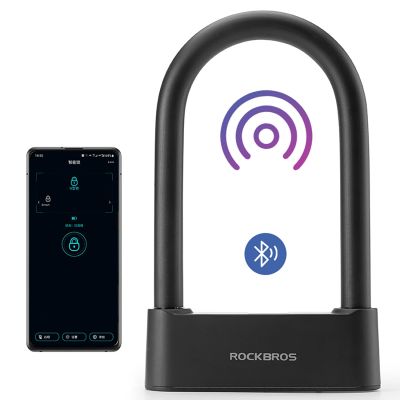 2. Zapięcie rowerowe Rockbros 32210818001 SMART z czytnikiem linii papilarnych i łącznością Bluetooth - czarny