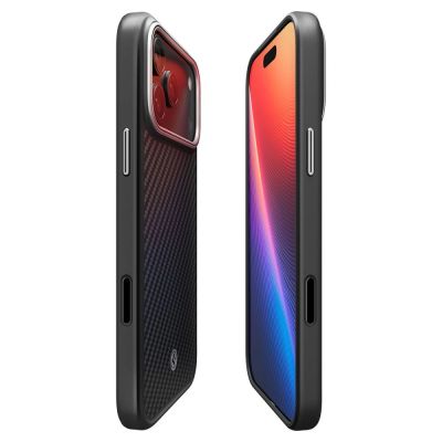5. Etui Spigen Enzo Aramid "T" MagSafe na iPhone 17 Pro Max - czarno-srebrne