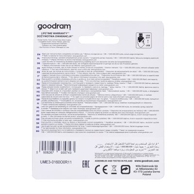 2. Pendrive GoodRam UME3 UME3-0160O0R11 (16GB; USB 3.0; kolor pomarańczowy)