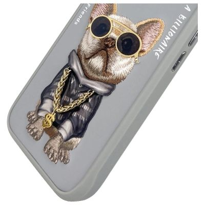 7. Etui Nimmy Glasses Cool Dog na iPhone 16 - szare