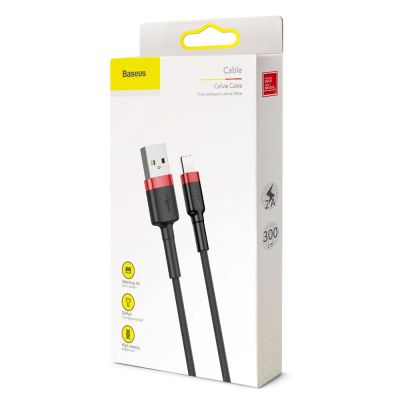 9. Kabel Baseus Cafule USB-A / Lightning 2A QC 3.0 3 m - czarno-czerwony