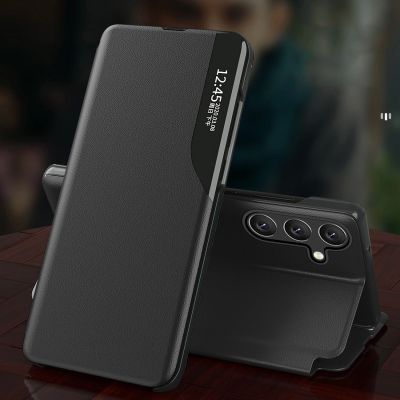8. Eco Leather View Case etui do Samsung Galaxy A24 4G z klapką podstawka niebieskie