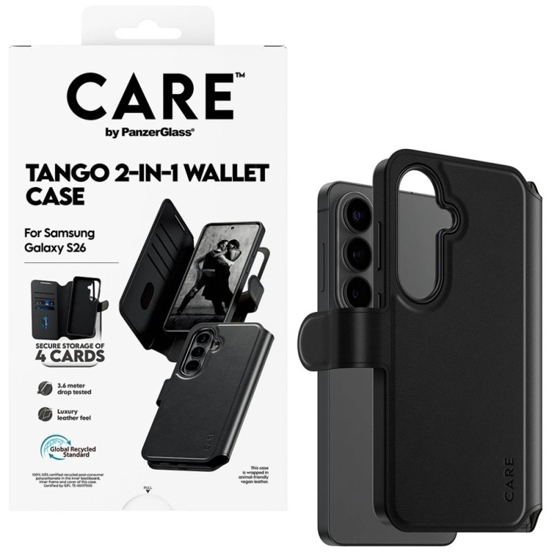 5. Etui CARE by PanzerGlass Tango 2w1 Wallet na Samsung Galaxy S26 - czarne