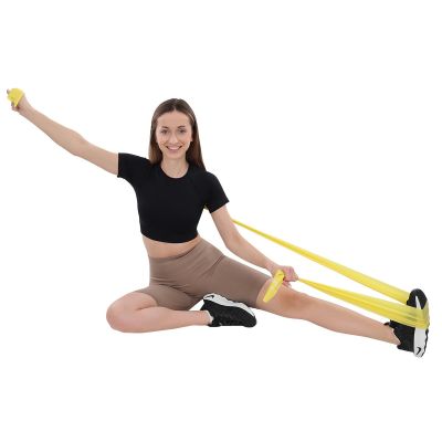 15. TAŚMA TRENINGOWA DO ĆWICZEŃ PILATES 2000x150x0,25MM 5-8KG ŻÓŁTA