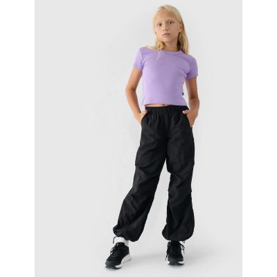 3. T-shirt gładki dziewczęcy 4F 4FJRSS24TTSHF2053-52S