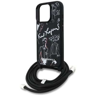 5. Etui Karl Lagerfeld Crossbody Grained Pattern & Logo do iPhone 16 Pro - czarne