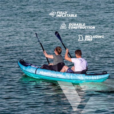 40. VIRTUFIT KAJAK 335 - TURKUSOWY - Z SIEDZENIAMI KAJAKOWYMI I TORBĄ DO NOSZENIA