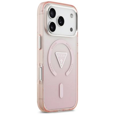 4. Etui Guess IML Gradient Triangle Logo MagSafe na iPhone 17 Pro - różowe